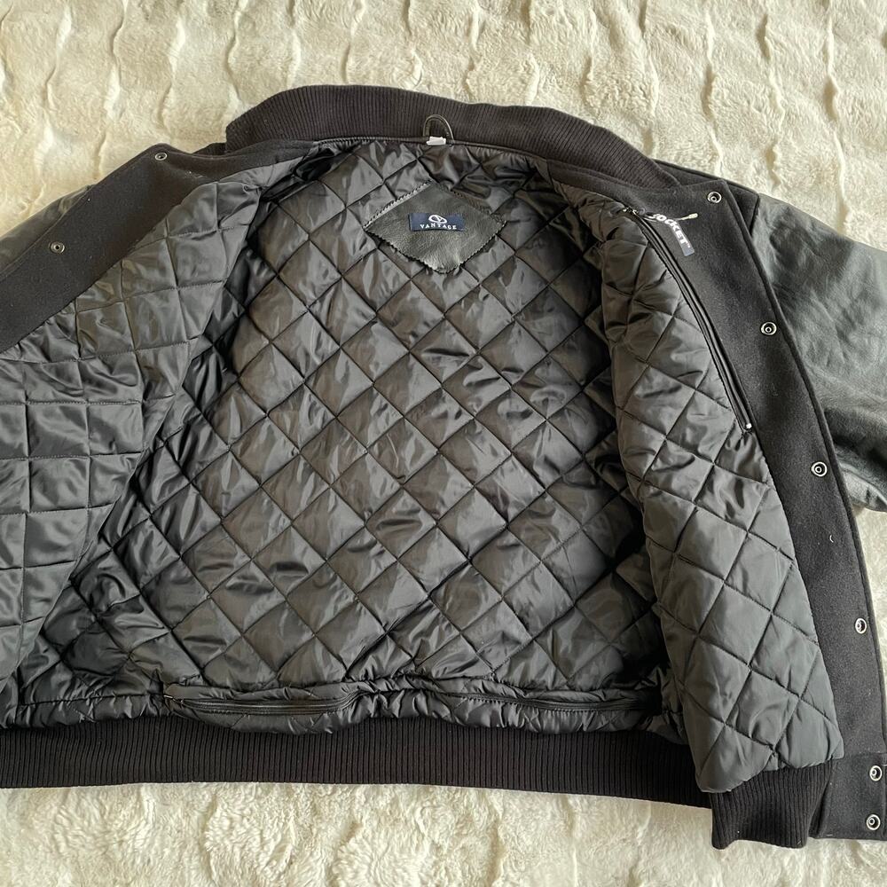 🔥NWOT Vantage Ford Credit Wool Leather Varsity Bomber Jacket Quilt Lined Sz 2XL - Picture 8 of 16